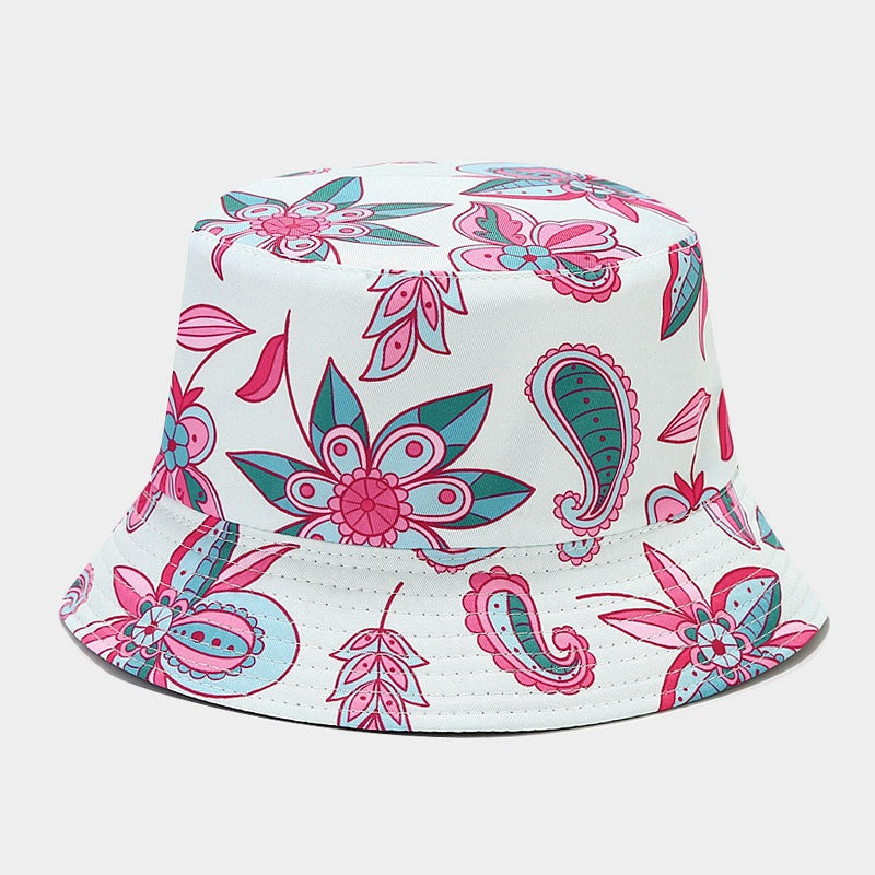Sombrero de cubo de patrón de flores de anacardo de poliéster al por mayor